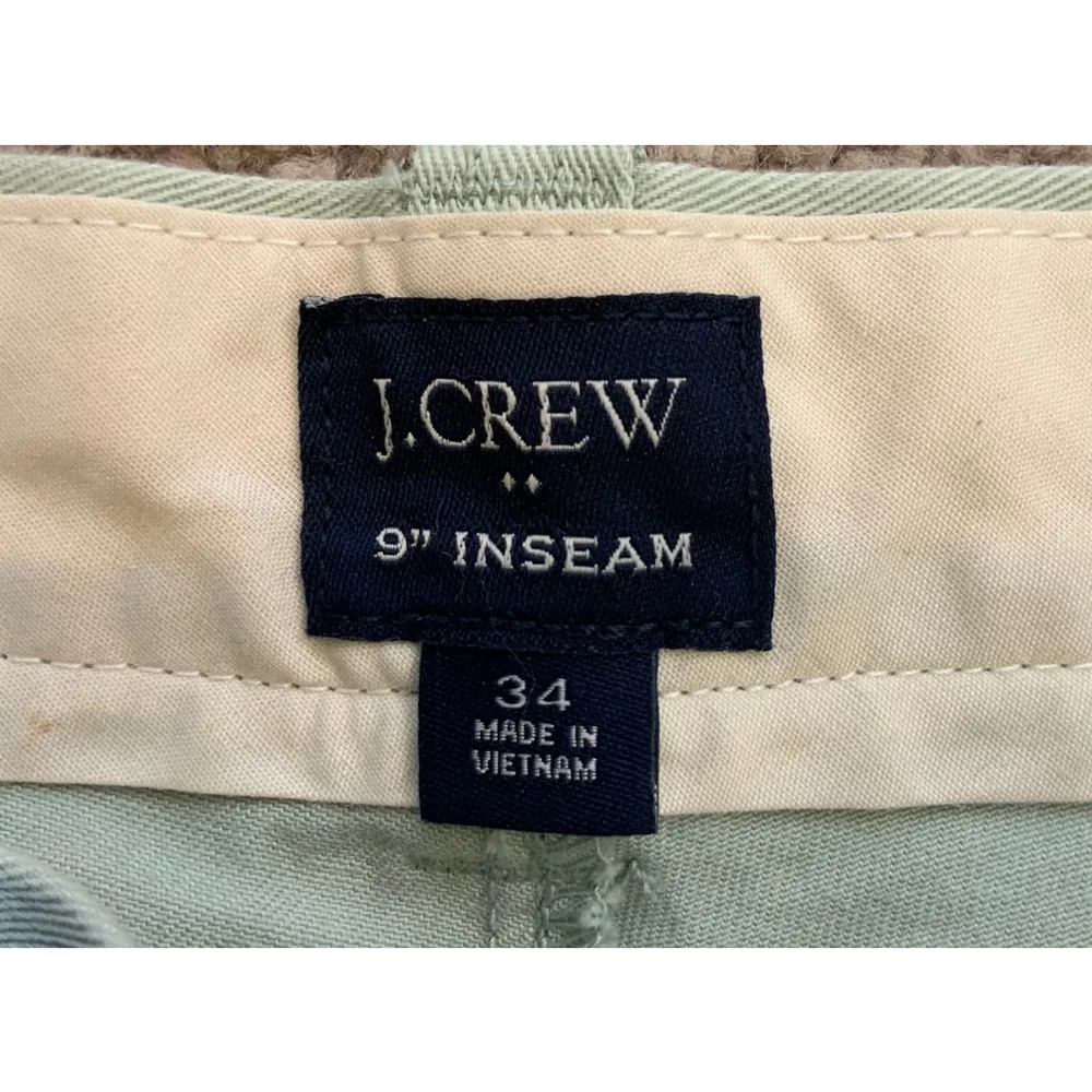 J. Crew Men's Shorts Sz 34 Sage Green Preppy Academia Coastal Belt Loops Pockets